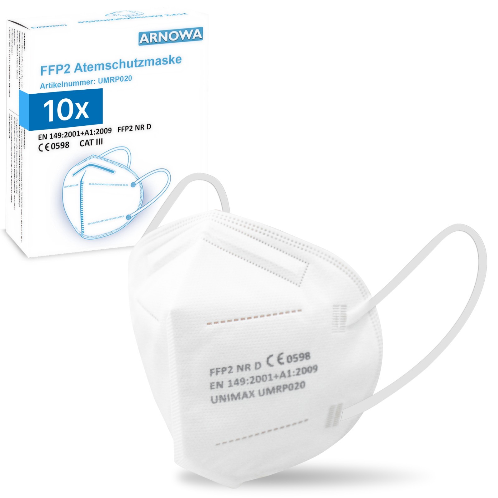 10x - 100x FFP2 Maske Weiß Atemschutzmaske Einzeln Verpackt FFP2-Masken EN 149