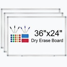 3 Pack 36x24 Magnetic Dry Erase Whiteboards for Wall, Includes Markers