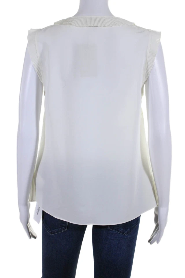 Camiseta sin mangas pulóver plisada de seda blanca talla 6 Boden para mujer Foto 3 de 4
