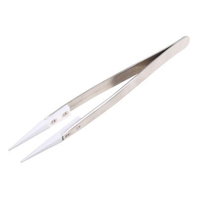 Stainless Steel Ceramic Tweezers Heat Resistant Non Conductive Ceramic Pointed