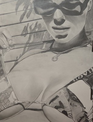 Billie Eilish One Pencil Drawing Original Art Signed