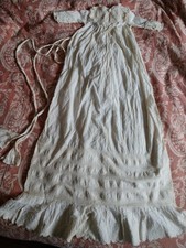 ANTIQUE FRENCH BABY CHRISTENING BAPTISM SUPER LONG GOWN 42" LACE