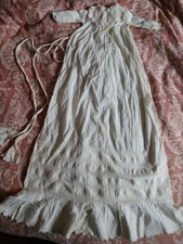 ANTIQUE FRENCH BABY CHRISTENING BAPTISM SUPER LONG GOWN 42" LACE