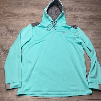 Druids Golf Hoodie Mens Large Teal Blue Polyester Fleece Performance Pullover