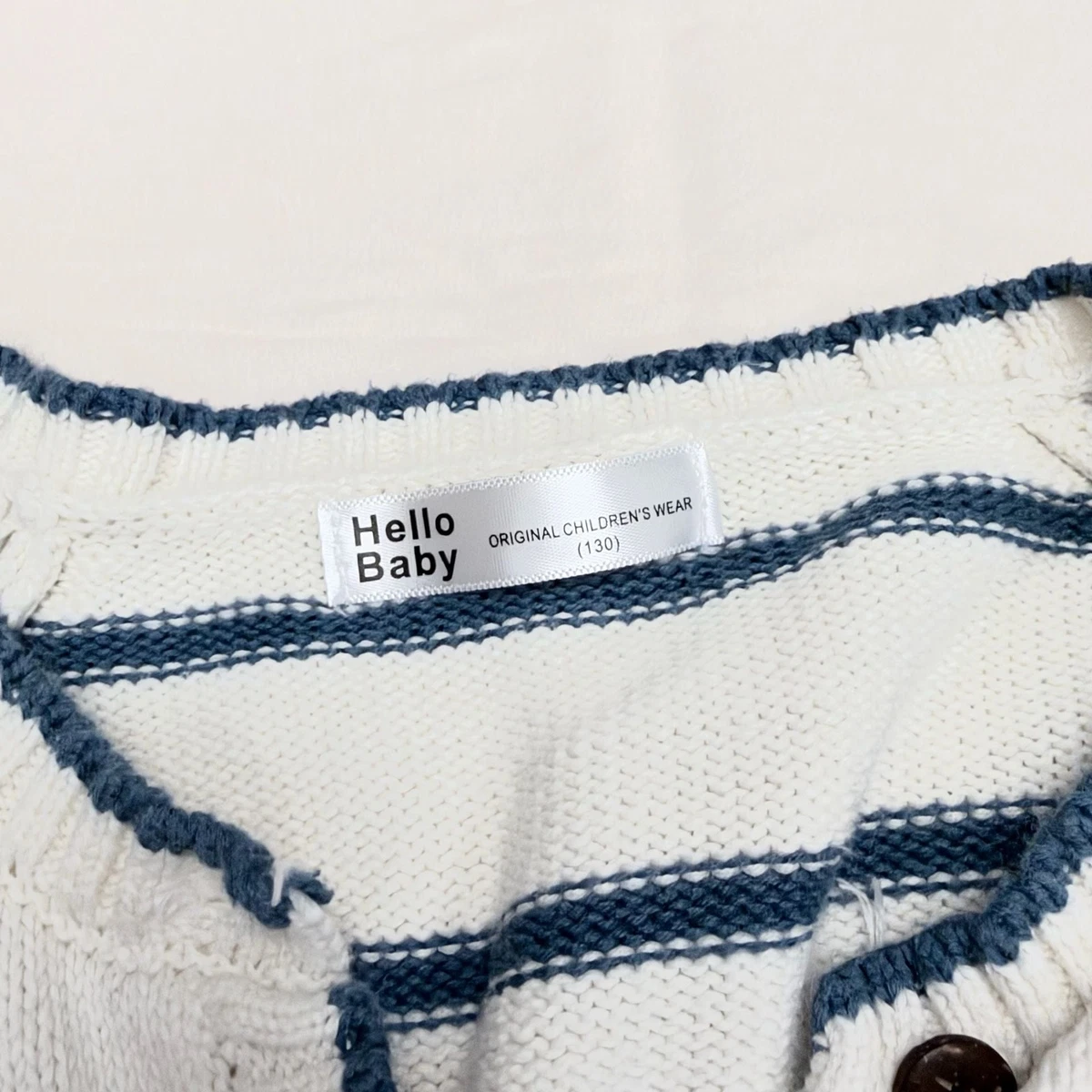 Kids Girl Hello Baby Cardigan White Striped Cat 130 7-8Yrs