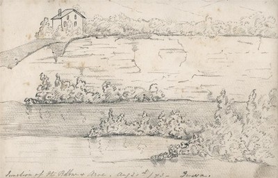 Kreuzung der Flüsse Rhone & Arve Genf, Schweiz - Bleistiftzeichnung - 1873