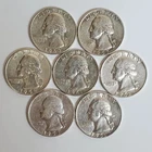 Lot Of 7 SILVER Pre-1965 Washington Quarters (Exact Coins Shown) #00-28