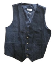 Vintage Plateau Suede Leather Navy Vest Men s Large Retro Academia Cowboy Boho