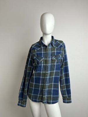 Wrangler Bluse kariert Damen S Slim Fit blau und grün