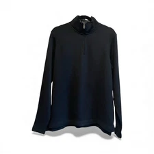 Wrangler Authentics Men's Black Fleece Knit Jumper Quarter Zip Sweater Medium