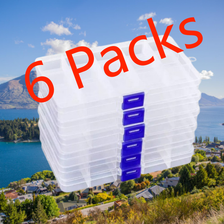 6-Pocket Clear Plastic Jewelry Organizer Box for Beads Earrings Storage