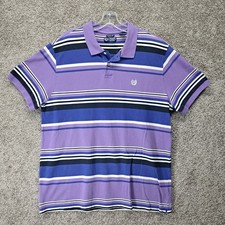 Chaps Men's 1/4 Button Up Shirt Custom Fit Striped Purple 2X-Large