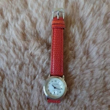 Frederique Constant Watch Date Display Red Leather Strap Analog Classic