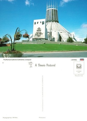 Alte Postkarte - Die römisch-katholische Kathedrale Liverpool Dennis UNBESPIELT