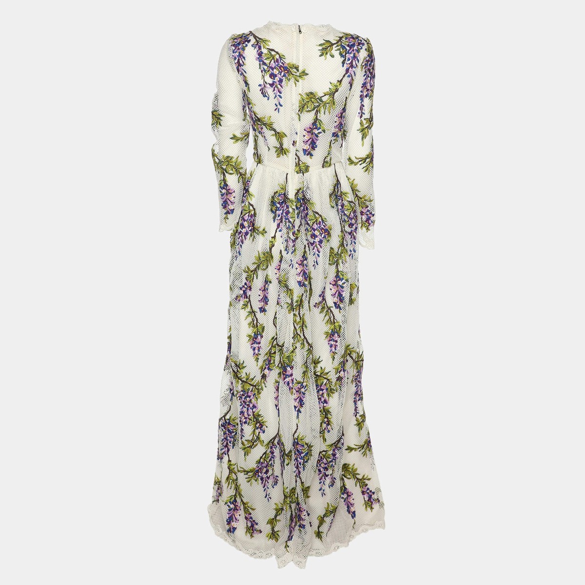 Dolce Gabbana Multicolor Floral Embroidered Mesh Wisteria Maxi