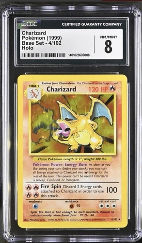 CGC 8 CHARIZARD POkemon Baset Set 1999 4/12 Holo NM/ Mint