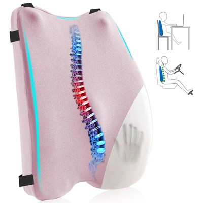 Lumbar Support Pillow for Office Chair   Premium Memory Foam Back Cushion, Ba...