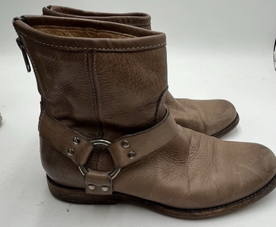 Frye Phillip Harness Size 7.5B Brown Leather Ankle Boots