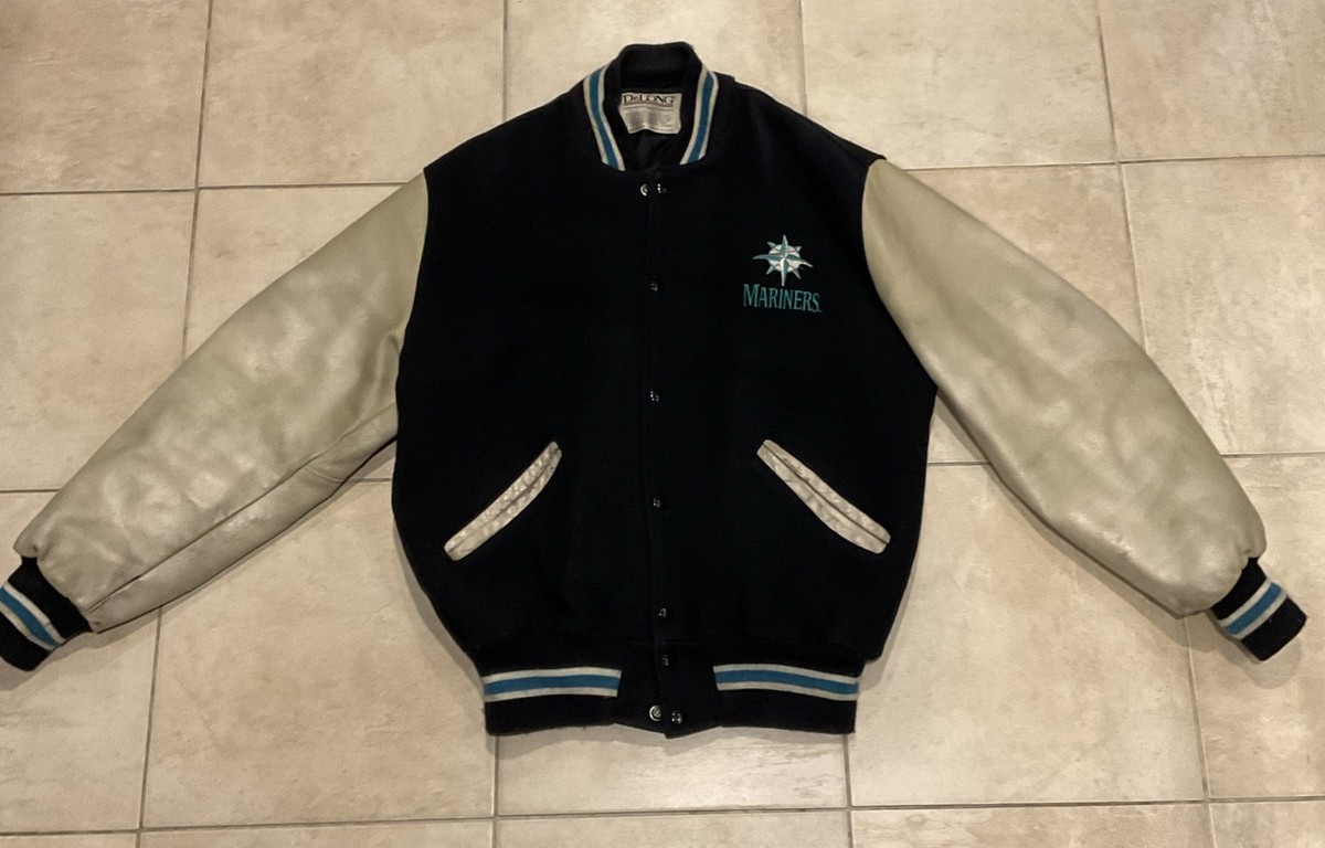 Delong Seattle Mariners Letterman Wool Leather Jacket Sz Lg USA