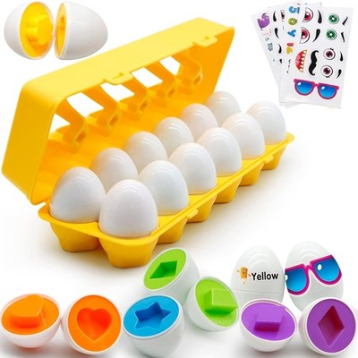 MOONTOY Matching Eggs for Toddlers 1-3, 12PCS Preschool Educational Learning ...