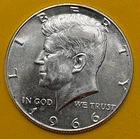 1966 Kennedy Half Dollar - 40% Silver $.50 Uncirculated - Free Shipping