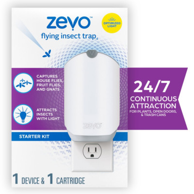 Zevo Flying Insect Fly Trap (1 Device + Refill) Featuring Blue and UV Light 