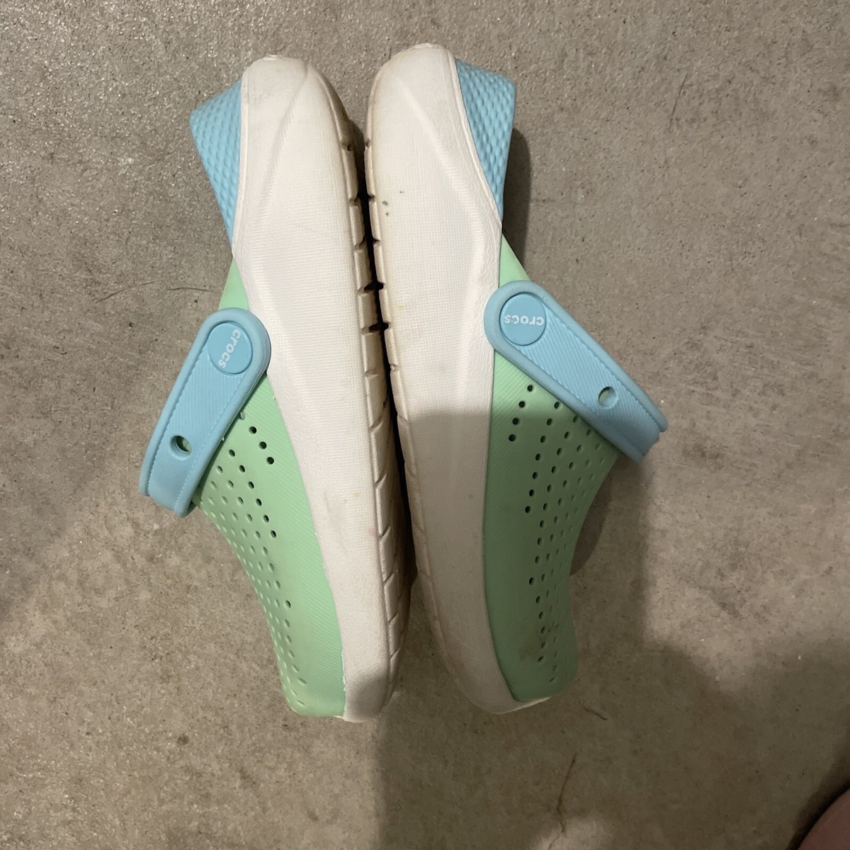 Lite Ride By Crocs Size 3 J Blue/ Green / White | eBay