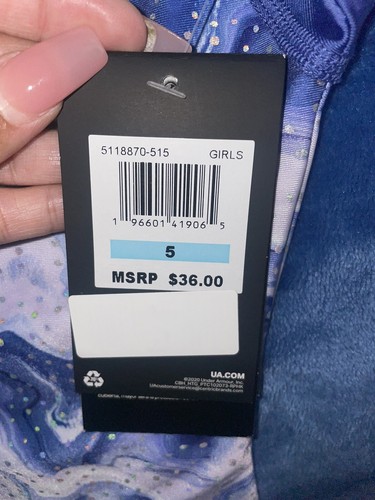 Traje de baño Under Armour UA para niñas manga corta UPF30 una pieza azul talla 5 nuevo con etiquetas - Imagen 5 de 6