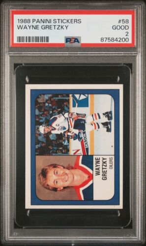 1988-89 Panini Wayne Gretzky Edmonton Oilers HOF #58🏒🏒💥 PSA 2 - Foto 1 di 3