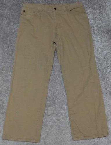 Timberland Pants Men's 36/30 Brown Straight Leg Flat Front Embroidered Logo