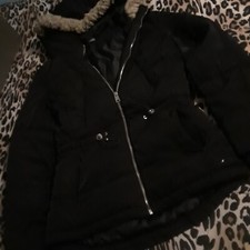 DIVIDED H M BLACK WOMENS HOODIE COAT SIZE SMALL MINT