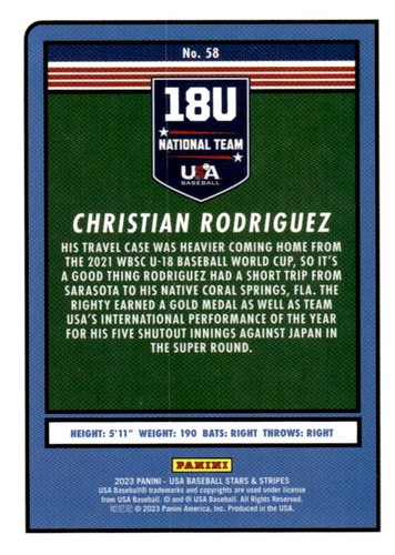 2023 Panini USA Baseball Stars & Stripes Trading Cards - You Pick! - Picture 58 of 98