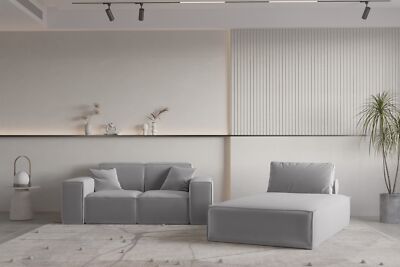 Sofa Set 2-teilig Sezlong und Sofa 2-Sitzer CELES PREMIUM Stoff Opera Velvet Hel