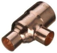 COPPER END FEED REDUCING TEE 22mm X 15mm X 15mm