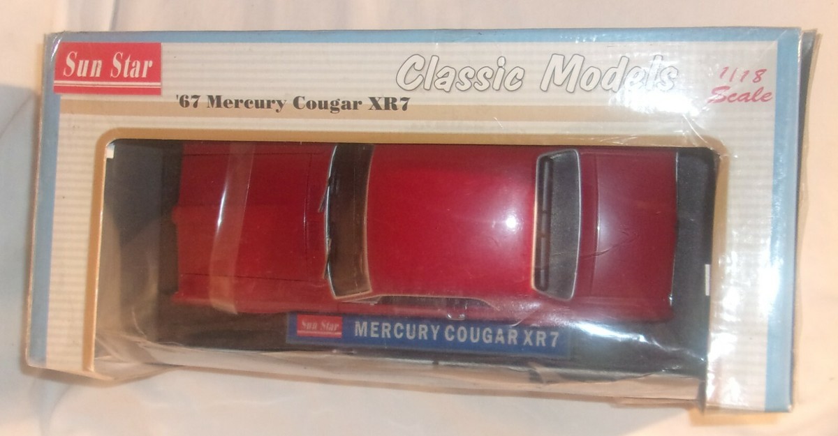 VINTAGE SUN STAR 1967 MERCURY COUGAR XR7 MODEL CAR IN DAMAGED BOX