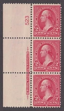 United States #267 Mint, Plate Strip of 3