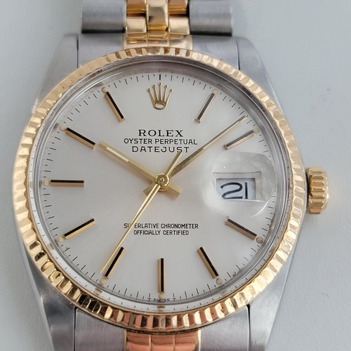 Mens Rolex Datejust Ref 16013 36mm 18k Gold SS Automatic 1980s Swiss RA270  | eBay
