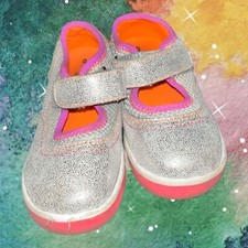 Girls silver slip on shoes size 9