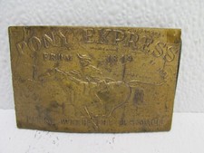 VINTAGE PONY EXPRESS BRASS BELT BUCKLE 1849 FIRST WITH THE US MAIL
