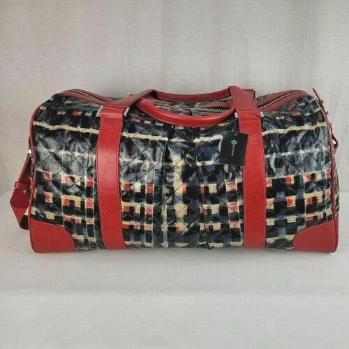 New Vera Bradley Large Travel Duffel Bag in cotton Navy/Orange Bandana R$120