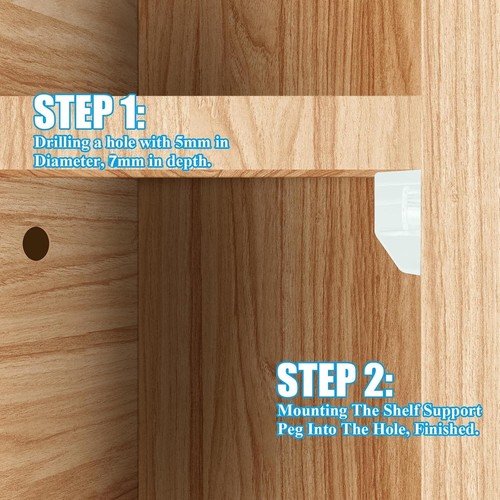 4Pcs 3/16" (5mm) White Plastic Shelf Support Pegs For Storage - Picture 4 of 4