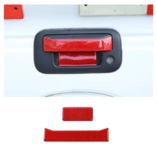 Red Carbon Fiber Rear Door Tailgate Handle Trim Decor For Ford F150 2009-2014