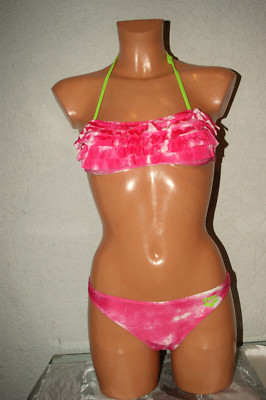 ARENA Junior Bandeau - BIKINI  pink berüscht Clouds Paparazzi 6-7 Jahre Gr. 116