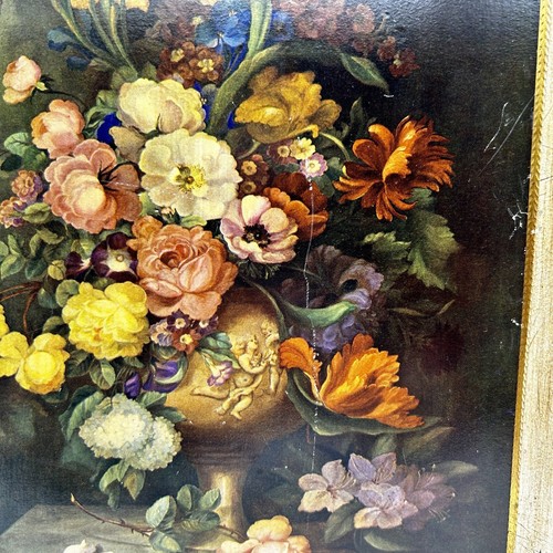 Vintage Italian Florentine Wood Wall Plaque Set Victorian Floral Still Life 14” - Picture 11 of 15
