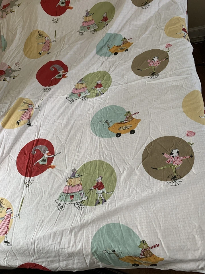 IKEA Whimsical Animals Vehicles Cat Mouse Frog Twin Size Duvet Cover Cotton - Image 3 of 4