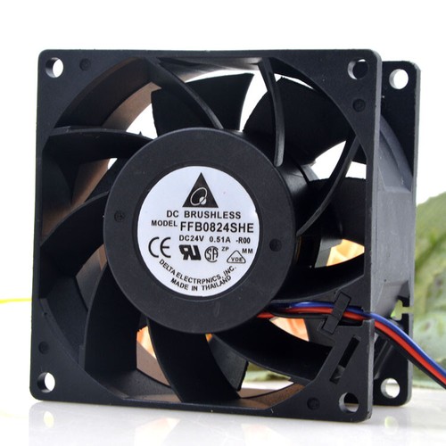 1pc Delta FFB0824SHE 24V 0.51A 8CM 8038 3-wire Double Ball Inverter Cooling Fan - Picture 3 of 5