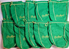 Lot of 10 Crown Royal Green Drawstring Bags Medium size 9"