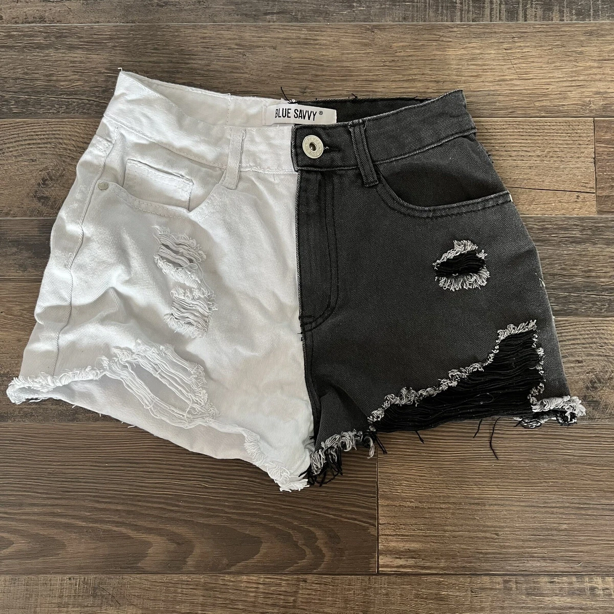 Black and white store jean shorts