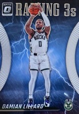 2023-24 Donruss Optic Raining 3s #2 Damian Lillard Milwaukee Bucks