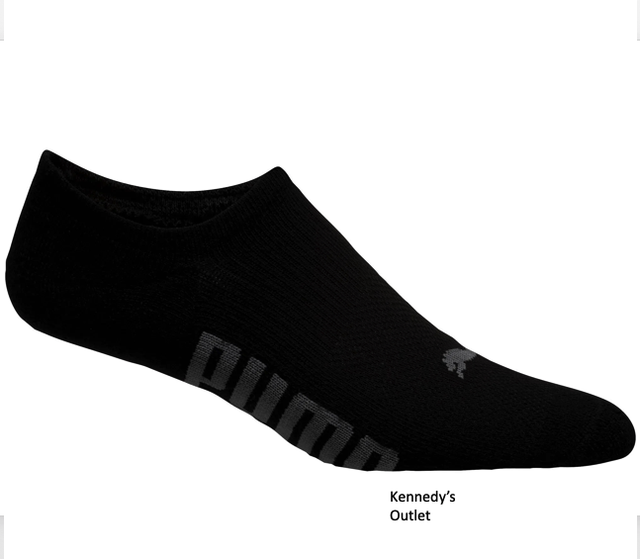 PUMA Men's No Show Cushioned Liner Socks 3 Pair Black Polyester Shoe Sz